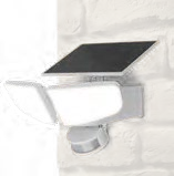Solární LED reflektor, 2 samostatně otočné a výkyvné hlavy svítidla pohybový senzor úhel snímání 100° dosah od 1 do 8 m