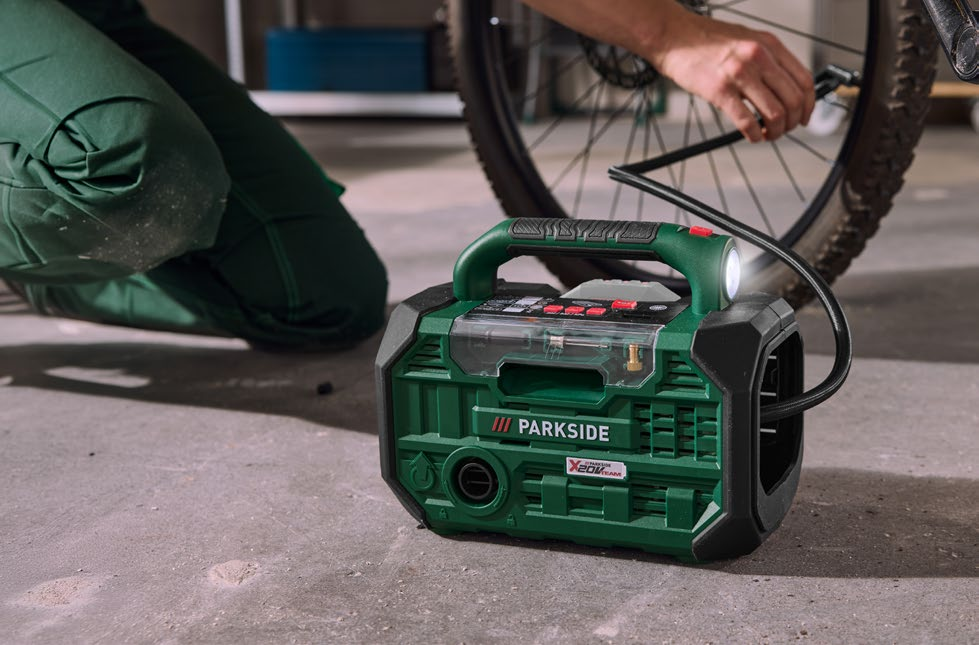 PARKSIDE příslušenství 20V Aku kompresor a pumpa maximální pracovní tlak: 10,3 bar průtok vzduchu: 380 l/min