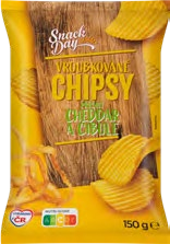 Bramborové chipsy, vroubkované, různé druhy
